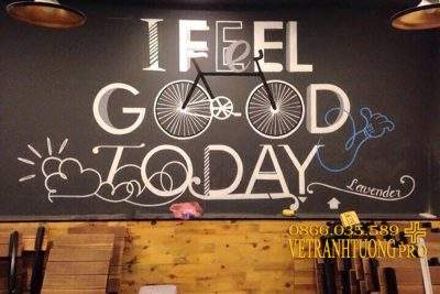 Vẽ tranh tường quán cafe chữ slogen1 tại QuậnThanh Xuân - Hà Nội