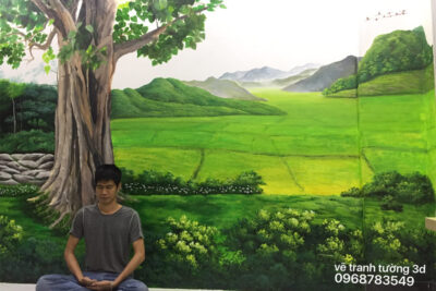 Vẽ-tranh-tường-văn-phòng-Adiđàphật-tại-Hoàng-Quốc-Việt,-Cầu-Giấy,-Hà-Nội