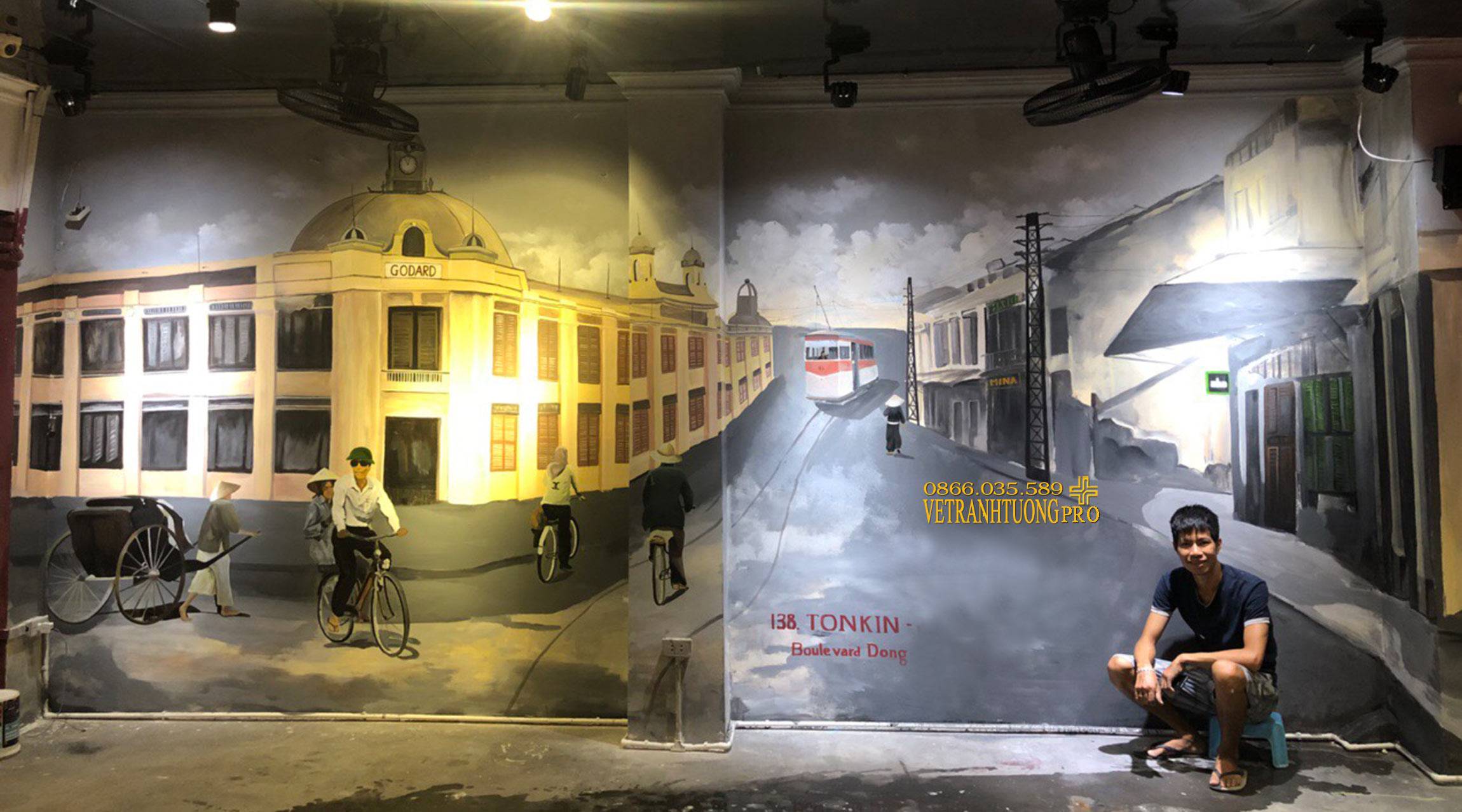 Vẽ quán cafe AHA số 1 Cửa Đông - Hoàn Kiếm - Hà Nội