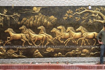 Ctrinh đắp phù điêu xi măng giả đồng tại - Mê Linh - Hà Nội