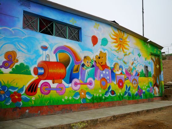 vẽ tranh tường mầm non cầu thang ms28