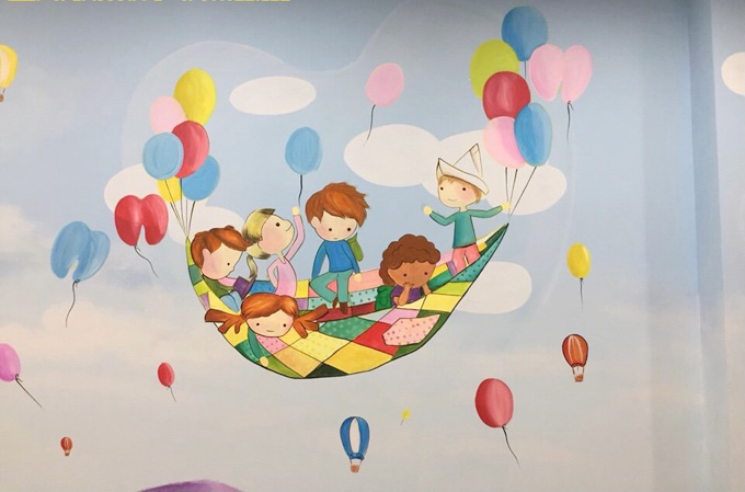 vẽ tranh tường mầm non cầu thang ms28