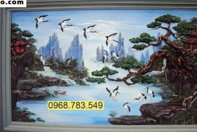 Tranh đắp bức tùng hạc - Ms689
