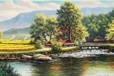 Tranh sơn dầu phong cảnh miền núi - ms84