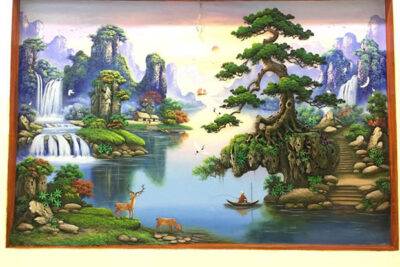 Tranh đắp bức sơn thuỷ hữu tình - Ms882