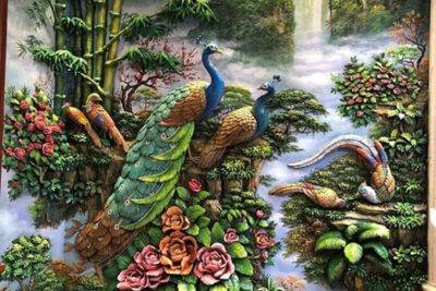 Tranh đắp cao cấp bức Công sunng túc - ms558