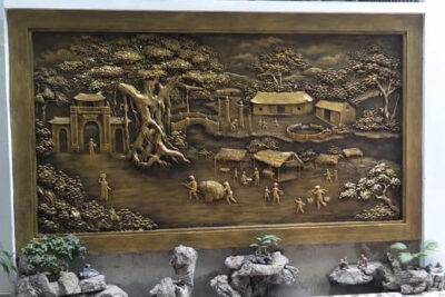 Tranh đắp xi măng giả đồng Đồng quê - Ms688