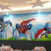 Vẽ tranh tường 3D siêu nhân người nhện - phòng bé trai - Ms86
