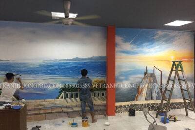 Vẽ tranh tường 3d cho quán cafe tại Kđt Xala - Hà Đông