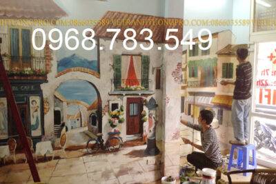 Vẽ tranh tường Phố cổ tại phố Ngọc Hà - Ba Đình - Hà Nội