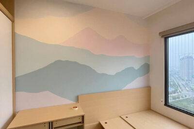 Vẽ tranh tường hiện đại phòng trẻ em tại chung cư - Ms685