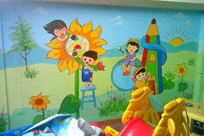 Vẽ tranh tường mầm non góc năng khiếu - ms224