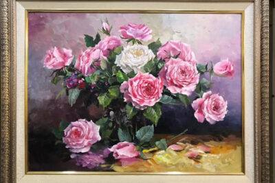 tranh-sơn-dầu-tĩnh-vật-hoa-hồng---Ms557