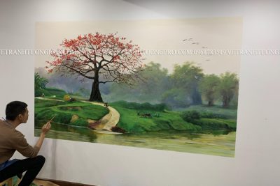 vẽ tranh tường 3d tương tác phong cảnh ms486