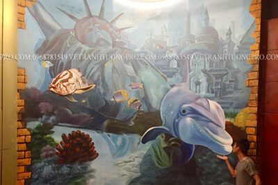 vẽ tranh tường 3d boong beer club láng hạ hà nội