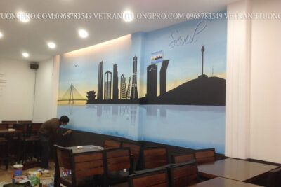 Vẽ tranh tường nhà hàng hàn quốc tại Pháo Đài Láng - Hà Nội