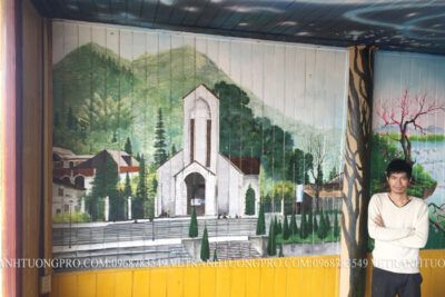 vẽ tranh tường nhà hàng thắng cố ngựa tại thác bạc sapa