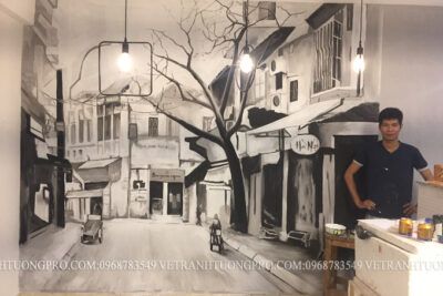 Vẽ tranh tường quán cà phê tại Cầu Giấy - Hà Nội