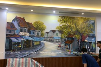 Vẽ tranh tường quán cafe Gốm, 489 Nguyễn Văn Cừ – Long Biên – Hà Nội