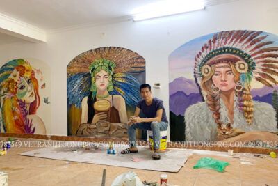 vẽ tranh tường quán trà chanh